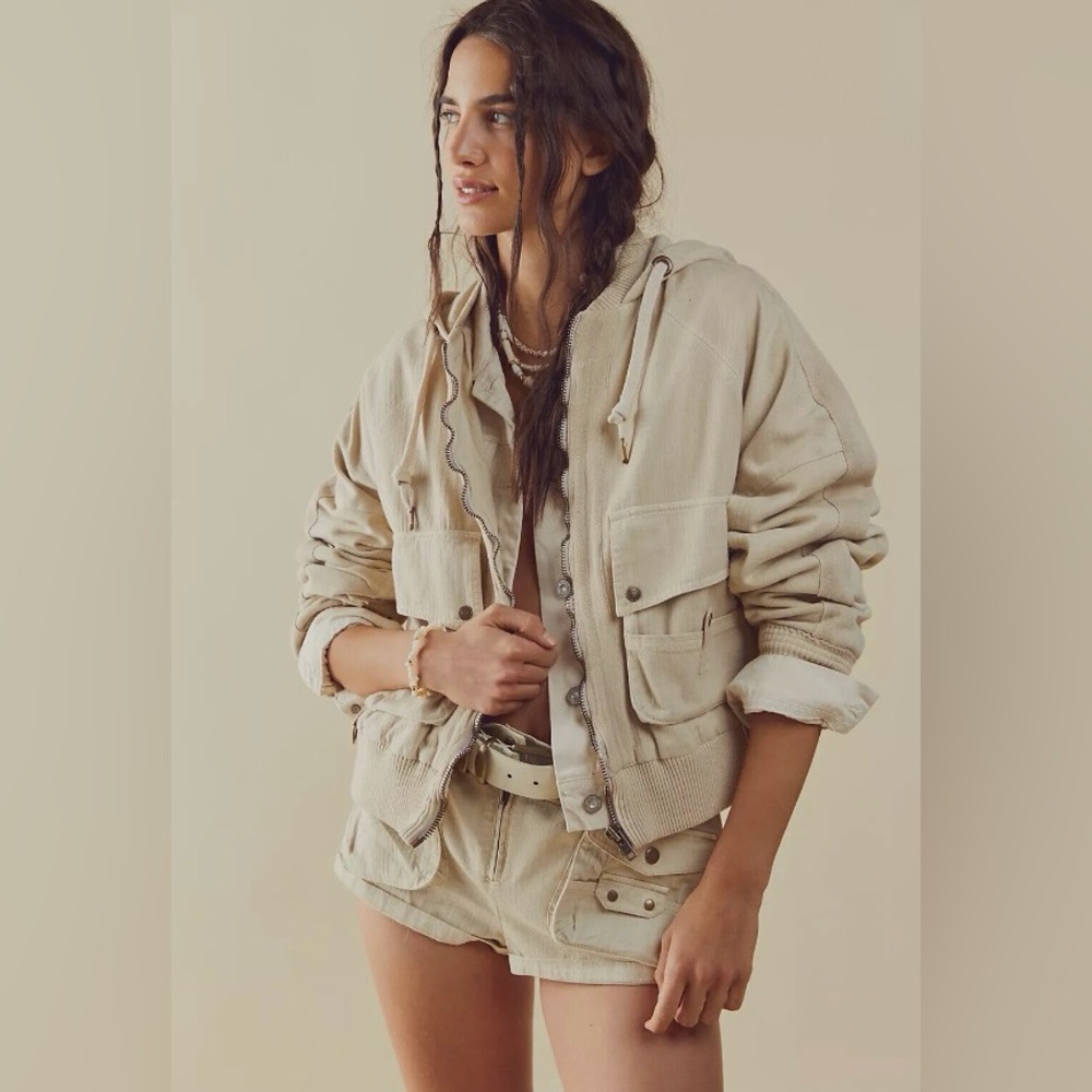 Free People We The Free Slouchy Hooded Bomber Jacket Oversized - M